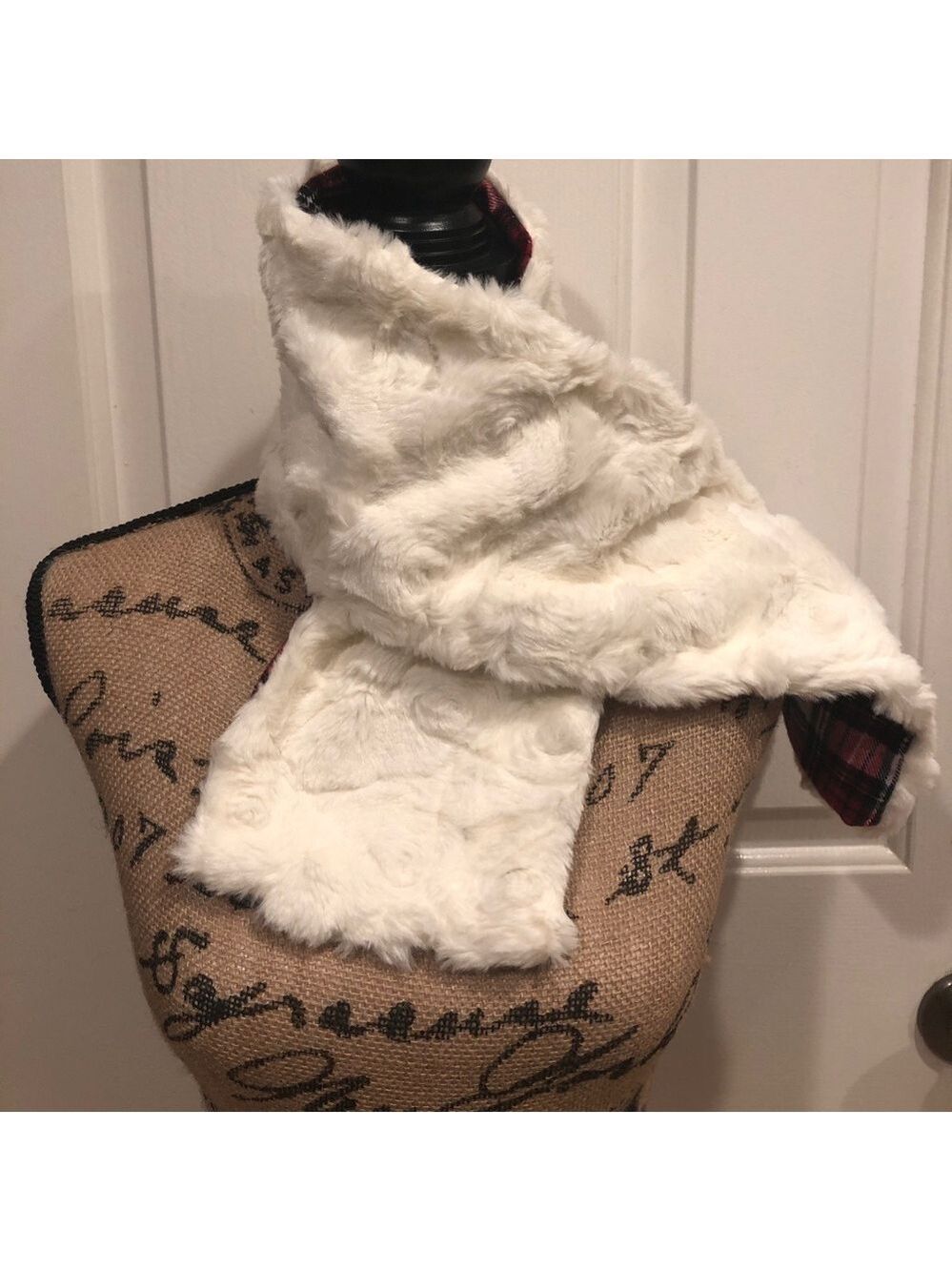 Faux Fur And Plaid Flannel Scarf
